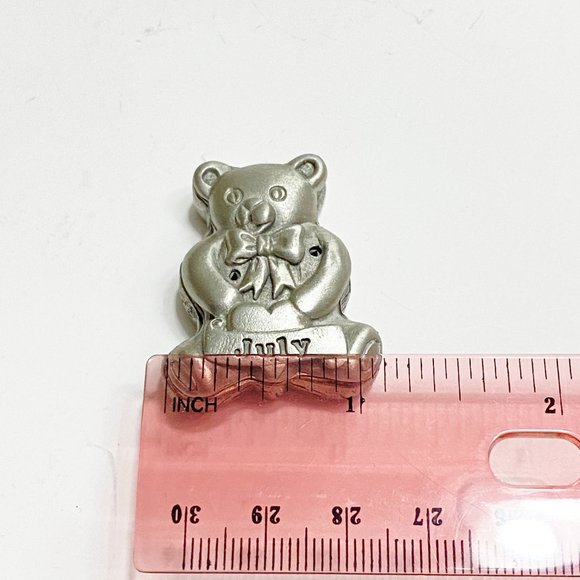Vintage July Birthday Bear Chelsea Pewter Jewelry Trinket Box - Picture 2 of 10
